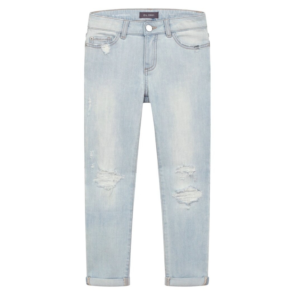 DL1961 Girl's Harper Boyfriend Straight Leg Jeans with Distressed Size 10